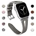 Produktbild Adepoy Lederarmband kompatibel für Apple Watch 38mm 40mm 42mm 44mm, Weiches Leder Muster Ersatzband für iWatch Serie 4,3,2,1Grau,38/40mm