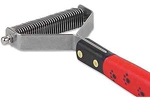 RYAN'S PET SUPPLIES Paw Brothers 32 Blade Extra Fine Double Wide Dematting Undercoat Rake for Dogs and Cats, Professional Grade, Dog Shedding Brush, Stainless Steel Blades, Rounded Gentle Teeth