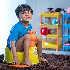 Organic Markets Toilet Trainer Baby Potty Seat Car Style Potty Toilet Trainer Seat/Chair with Removable Tray and Closing Lid and High Back Support for Toddler Boys Girls (Orange, Scooter Potty Set)