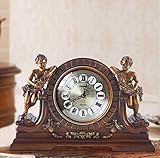 Seiko-Uhr, Manteluhr Tischuhr Quarz Stil alte Tischuhr Holzimitat Uhr Art Deco Figur Uhr Spiegel