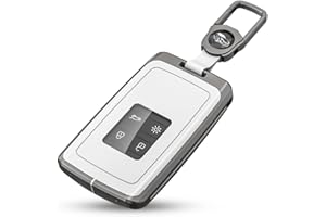 XMSCN Funda para Llave de Coche Compatible con Renault, Renault Funda para Llave Compatible con Renault Clio/Espace 5 / Master Bus/Talisman/Megane (IV/4) 4 Botones para Llave de Coche, con Llavero (Blanco)