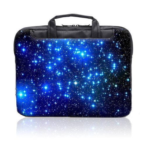 TaylorHe 15 / 15,6 Zoll Notebooktasche, Schultertasche für Notebook mit Muster , Laptoptasche mit Griff und Seitentaschen Laptop Bag sterne, blau - 2