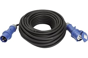 as - Schwabe CEE-Verlängerungsleitung Caravan – 3-polig, 230 V / 16 A - CEE-Stecker & CEE Kupplung – IP44 Wohnmobil Zubehör mit Schutzkappe – 10 m Verlängerungskabel – Made in Germany – Schwarz I 60477
