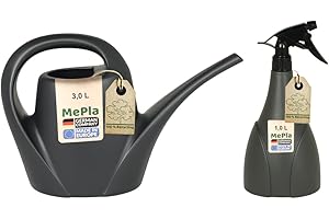 ‎MEPLA MePla - Watering Can Set 3.0 L Indoor + Sprayer 1.0 L - Anthracite, Weatherproof Made of UV-Resistant Plastic