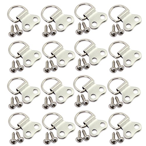 Preisvergleich Produktbild KEESIN Bild Hängehaken D Ringe Bilderrahmen Aufhänger Canvas Haken Wandhalterung Kleiderbügel mit Schrauben (Doppel Loch-40 Set)