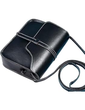 Vintage Tasche, brezeh Frauen Geldbörse Tasche Leder Cross Body Schulter Messenger Bag schwarz