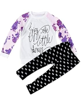 JYJM 1Set Kleinkind-Baby-langes Hülsen-Druck-T-Shirt Tops + Hosen-Ausstattungs-Kleidungt