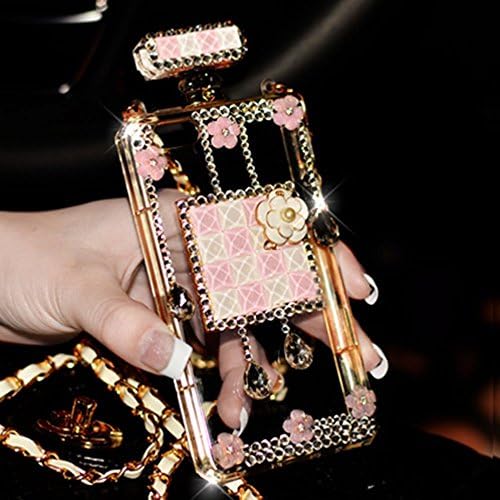 iPhone 6 Plus 6S Plus Case,iNenk Luxury 3D Handmade Glitter Diamond Bling Crystal Rhinestone Perfume Bottles Phone Case Back Cover for iPhone 6 Plus 6S Plus 5.5 Inch - Clear Pink