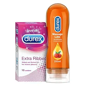 Durex Pleasure Pack (Durex Stimulating 200ml, Extra Ribbed 10s)