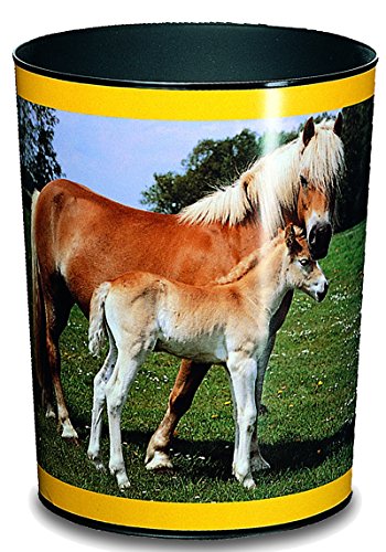 Läufer 26557 Motiv-Papierkorb Pferd und Fohlen, 13L, rund, Kunststoff