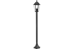 Eglo Lampadaire parisien Laterna 4, luminaire extérieur sur pied, lanterne, lampe de jardin et de chemin en fonte d’aluminium noir et verre, douille E27, IP44