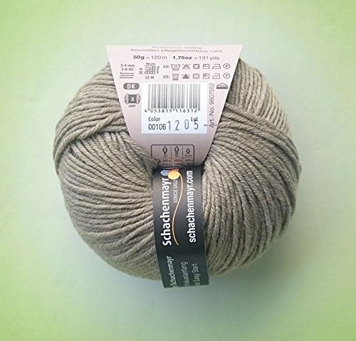 Hdk-Versand Schachenmayr Merino Extrafine 120 Strickgarn aus 100 % Schurwolle (Beige meliert 106)