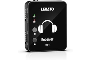 LEKATO Système de Moniteurs in-Ear sans Fil, Système IEM Stéréo Professionnel sans Fil 2.4G avec Émetteur & Récepteur Fonctionnement en Mode Mono et Stéréo (‎Récepteur)