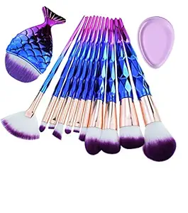 URBANMAC Diamond Handle Makeup Brush Set with Big Fish Tail for Foundation Eyeshadow Lips - 12 Pieces