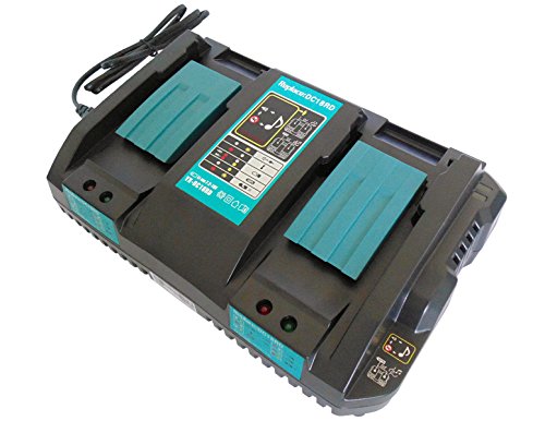 YASI MFG Chargeur rapide double 4A DC18RD pour 2 batteries Makita 18V 14.4V BL1815 BL1830 BL1840 BL1850 BL1415 BL1430 BL1440 BL1450 Remplace Makita chargeur DC18RA DC18RC