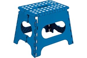 RESAES RESISTANT AND AESTHETIC Sgabello pieghevole portatile, 150 kg, di resistenza, antiscivolo, resistente, durevole e facile da trasportare, piccola scala per adulti e bambini, ideale per cucina, bagno e campeggio (blu)