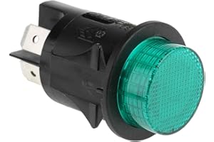 AUTOZOCO Interruptor de Botón Pulsador DPST 16 A redondo 25 mm LED - 250V a 16A - On/Off - controlador eléctrico para vehículos con luz Verde