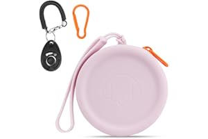 FIDWALL Silikonowe etui na smakołyki dla psów, z zatrzaskami treningowymi dla psów, chodzeniem dla psów i kotów, kieszonkowe, łatwe do czyszczenia, bezwonne, zamek błyskawiczny, torba podróżna (fioletowa)