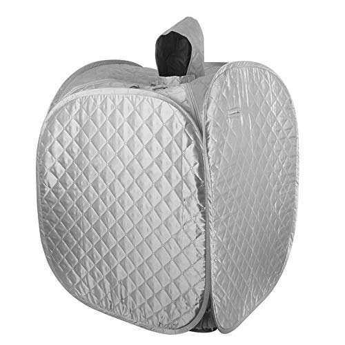 Preisvergleich Produktbild HIXGB Tragbare Saunakabine,Haushalt Falten Detox Fumigation Spa Gewichtsverlust Sauna Zelt Mit Stühlen, Fußmassage Rad Und Rutschfeste Matte,80 * 80 * 100Cm / 31.50 * 31.50 * 39.37In,Silver