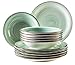 Produktbild Mäser, Serie Bel Tempo, Teller-Set aus Steingut, 12-teilig für 6 Personen, Tafelservice Vintage, handbemalt, hellgrün