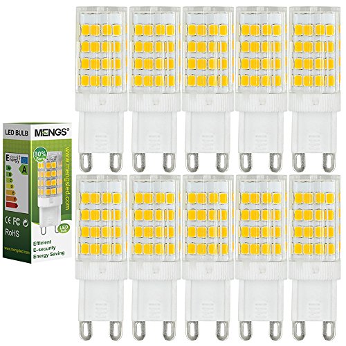 MENGS® Pack de 10 Bombilla lámpara LED 5 Watt G9, 51x 2835 SMD, Blanco Cálido 3000K, AC 220V-240V