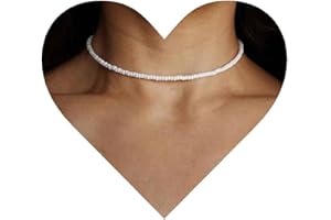 Yheakne Boho Collana girocollo con perline di semi Piccola collana di perle di riso Catena Collana Beachy Gioielli a catena per donne e ragazze