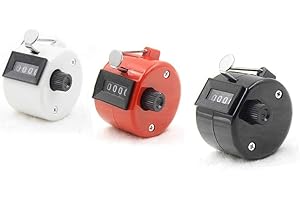 BEIKALONE 3PCS ABS Hand Held Tally Counters, Mechanical 4 Digit Golf Counter, Manual Plastic Clicker, Black White Red
