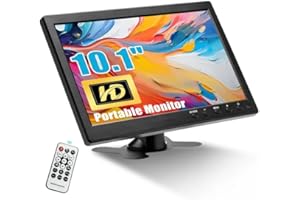 CAMECHO 10,1" Monitor portatile HD 1024 * 600 Display Monitor CCTV Altoparlante integrato con connettore HDMI-VGA-AV-BNC Compatibile con PC, DVD, TV, telecamera di sorveglianza Telecamera posteriore