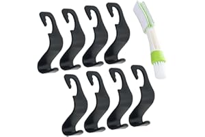 8 Stück Auto Rücksitz Kopfstütze Haken Kleiderbügel,SENHAI Organizer Storage Halterung für Lebensmittels Tasche Handtasche Wasser Flasche, mit Automotive Klimaanlage Reiniger, Schwarz