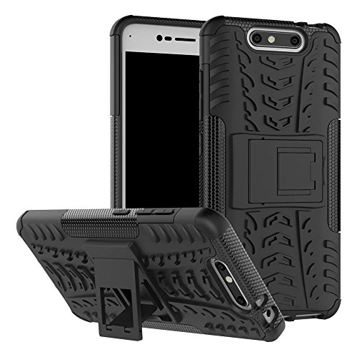SMTR ZTE Blade V8  5 2   Funda   Heavy Duty  H  brida Rugged Armor Case Choque Absorci  n Protecci  n Dual Layer Bumper Carcasa con pata de Cabra para ZTE Blade V8 Negro