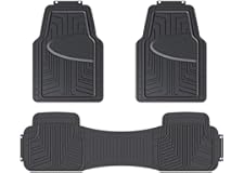 Amazon Basics 3-Piece Premium Rubber Floor Mat for Cars, SUVs and Trucks, All Weather Protection, Universal Trim to Fit，Black