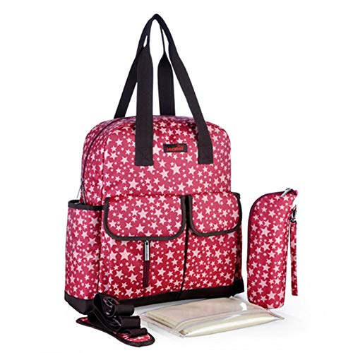 Preisvergleich Produktbild WENDYRAY Große Kapazität Baby Wickeltasche Rucksack wasserdichte Wickeltasche mit Wickelauflage / Nasstasche / Hakenband / Isolierhülle - Travel Totes Messenger für Mama,Red,L