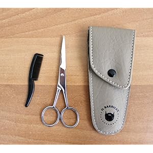Professional Beard and Moustache Scissors (4.5 inch) for Men with Synthetic Leather Case and Mini Plastic Comb - Image 6