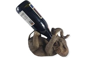 ‎ASPINAWORLD Elefanten Figur als Weinflaschenhalter 18 cm, Deko Flaschenhalter aus Kunstharz, Kunstharz Skulptur, Flaschenständer, Afrika Deko
