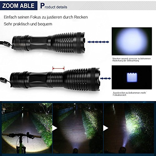 LED Fahrradbeleuchtung,BestTrendy Fahrradlampe Fahrradlicht Set ink.Frontlichter und Rücklicht, Halterung,Super Helle 1200 Lumen Taschelampe,Zoombarer Effekt, 3 Licht-Modi Rücklicht,Camping und taeglichen Gebrauch - 6