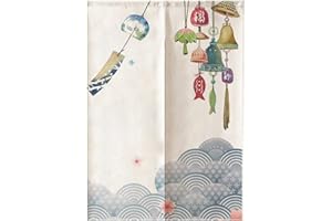 Hiseng Noren Tenda Giapponese della Porta Tappezzeria, Divisorio Stile Curtain Tapestry Cucina Ristorante Negozio Camera Doorway Corridoio Decorazione (Campanelli eolici,85x150cm)