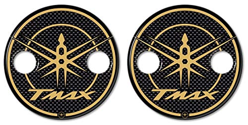 2 Adhésifs Résine 3D Carter Scooter Compatible Yamaha Tmax à partir de 2001 au 2016 - Carbone Or