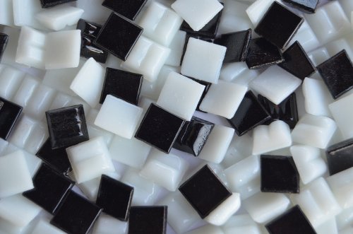 1000 Stück Glas Mosaiksteine schwarz-Weiß 1x1cm ca. 700g.