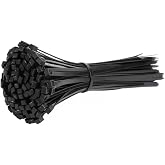100'l&uuml; Paket Plastik Kelep&ccedil;e, Kablo Bağı, (3,6 mm Kalınlık, Siyah, 300 mm Uzunluk), Siyah,