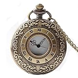 Easy Go Shopping Vintage Flip Bronze Quarz Taschenuhr mit Kette Geschenk für Männer und Frauen