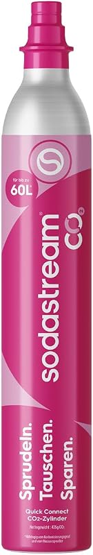 SodaStream – CO₂-Zylinder für Wassersprudler; Quick-Connect-System; reicht für bis zu 60 Liter sprudelnde Getränke; kompatibel mit Terra; E-Terra; Duo; E-Duo; Art; Gaia; Crystal 3.0; Pink
