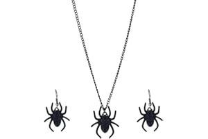 KBRPEY Damen Schmuckset Halloween Schmuck Spinne Halskette Ohrringe Set für Frauen Schwarz Spinne Anhänger für Halloween Kostüm Party Halloween Zubehör für Frauen und Männer