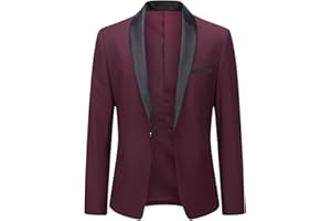 YOUTHUP Blazer para Hombre con Cuello de Chal 1 botón Formal Chaqueta de Traje para Boda Fiesta