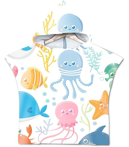 Poncho Bagno Bambini 60x120cm - Ascigamano Con Cappuccio Dinosauro, Cotone Morbido, 0-12 Mesi