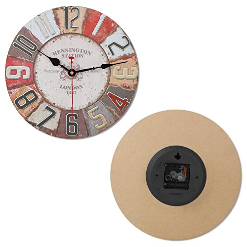 SOLEDI Wanduhr Europäisch Vintage Pastoraler Stil aus Umweltfreundliches MDF ideale Dekoration für Ihr Zimmer - 5