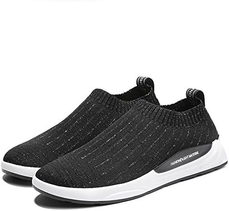 GAOLIXIA Men's Shoes Fly Weaving Spring Fall Comfort Athletic Shoes Walking Shoes for Casual Fashion Shoes Slip Wear-Resistant Comfortable Running Shoes 3 Color (Color : Black+Silver, Size : 42)