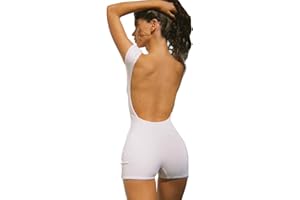 BKEPDY Combishort Femme Élégance Courte Combinaison femme Jumpsuit Une Pièces Confort Bodysuit Moulante Yoga Fitness Femmes Combinaison Bodycon Style Court Combinaisons et Combishorts Femme