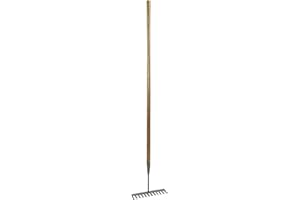 JCB 12 Teeth Heritage Garden Rake, Heavy-duty Carbon Steel and Ash Wood Shaft