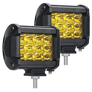 Pivalo PV12Y2P 12 LED Fog Light CREE Work Light Bar Off Road Driving Lamp Universal Fitting for All Bikes and Cars (36W, Yellow)