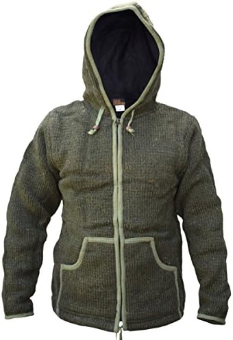 Gheri Natural Woolen Knitted Hand Made Sherpa Jacket Jumper Hoodie
